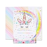 AMZTM Magical Unicorn Party Invitations with Envelopes for Kids Birthday Baby Shower Unicorn Party...