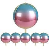 Acoavo Big 22 Inch Gradient Rainbow Balloon Pack of 6, 4D 360 Degree Sphere Mirror Metallic Pastel...