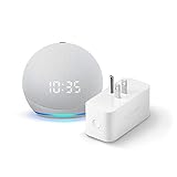 All-new Echo Dot (4th Gen) with clock + Amazon Smart Plug | Glacier White