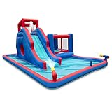 Sunny & Fun 2-in-1 Bounce & Blast Inflatable Water Slide Park – Heavy-Duty for Outdoor Fun -...