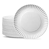 Comfy Package [200 Count] 9 Inch Disposable White Uncoated Plates, Decorative Paper Plates