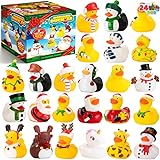 JOYIN 24 Pcs Christmas Rubber Ducks for Boys, Girls, Kids and Toddlers, Christmas Party Favor Gifts