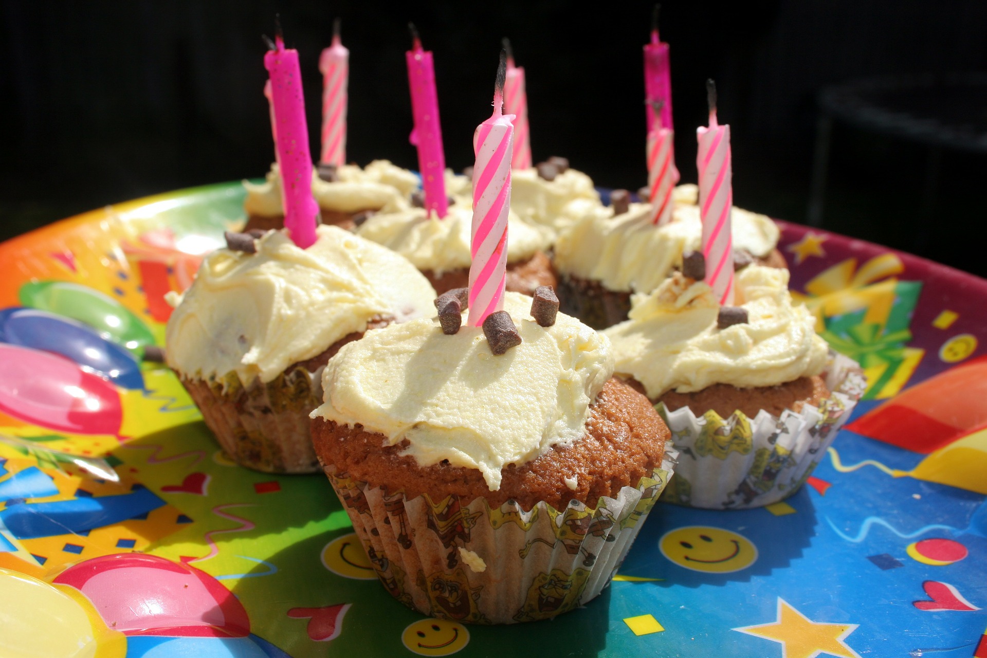 Birthday cupcakes with candles